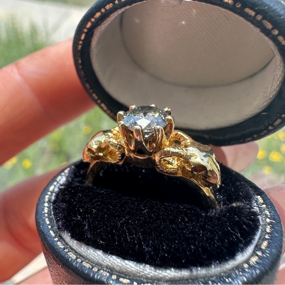 The Great Frog London 18k Yellow Gold Pan’s Bride Skull Diamond Engagement Ring